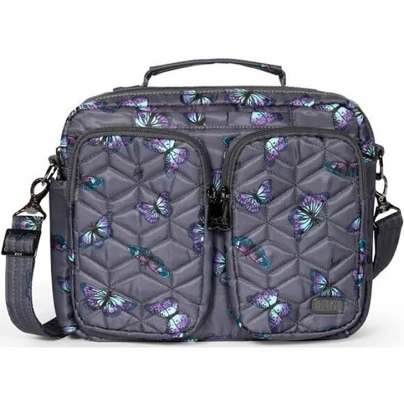 LUG Navigator Butterfly Grey RFID Messenger Crossbody Tote Bag - Picture 7 of 7